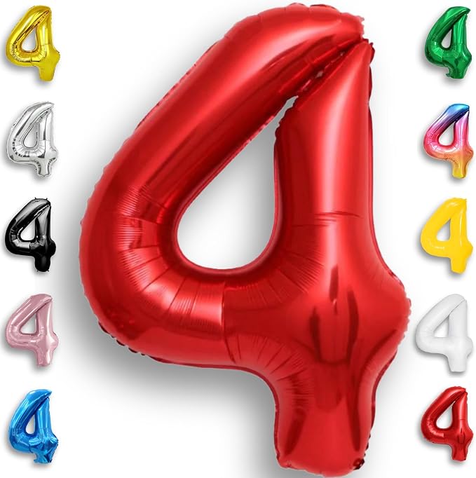 Red Number Balloon 4 Mylar Foil Balloons 40 inch by Unknown