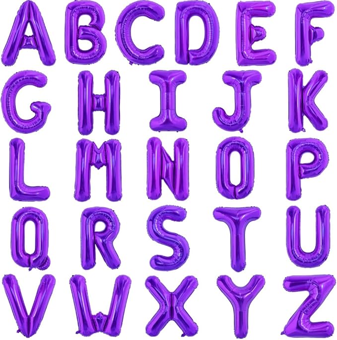 TONIFUL Orange Purple Balloons 2 Set 16 Inch A-Z Custom Alphabet Banner | 52 by TONIFUL