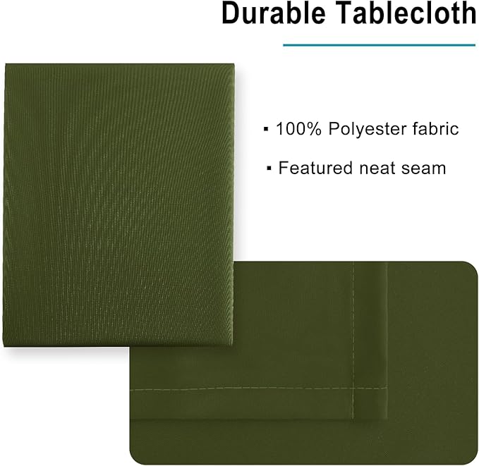 Hiasan Olive Green Rectangle Tablecloth - Waterproof and Spillproof Washable Fabric Table Cloth for Dining Room Kitchen Party and Outdoor, 60 x 84 Inch