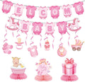 Baby Shower Decorations for Girl- Baby Shower Banner Pink Paper Welcome Baby by Rujor