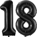 Black 18 Balloon Number, 40 Inch Number 18 Balloon Large Black Foil Mylar by BBPOOL