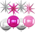 TONIFUL 8Pcs 22Inch Silver Pink Rose Red Large 4D Giant Round Star Balloons by TONIFUL