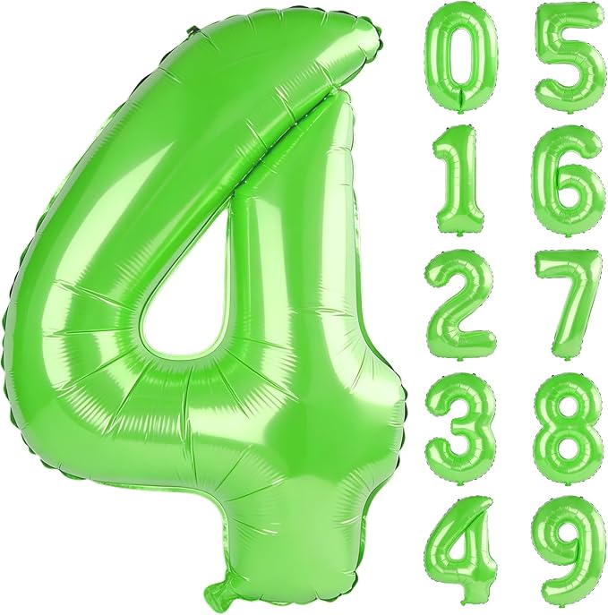 40 Inch Number 4 Balloons for 4th Birthday Party Decorations, 0-100 Fruit Green by FOBELEC