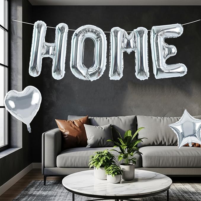 TONIFUL 40 Inch Large Silver Letter HOME Foil Balloons Alphabet Balloons | - Image 5