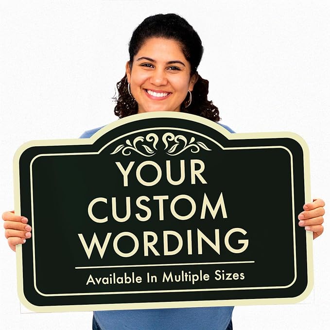 CustomDecor Outdoor Metal Signs - Personalized Aluminum, Driveway Signs, Waterproof - USA Made, Design 1 Black Charcoal 12x8 In