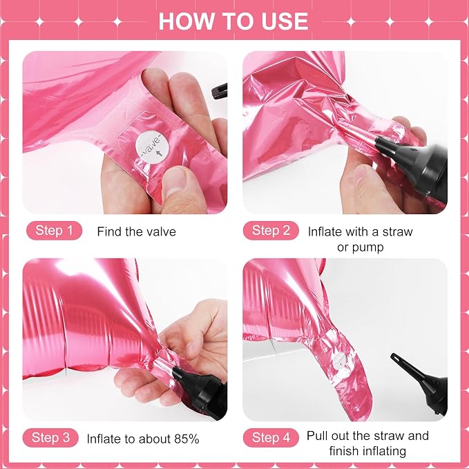 Pink and White Square Foil Balloons 25 Pcs Metallic Pink and White Balloons - Image 2
