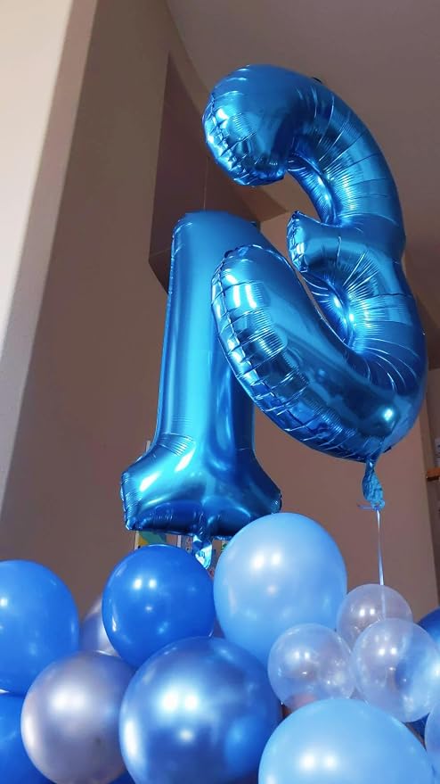 8 Balloon Numbers Birthday Decorations, 40In Dark Blue Balloons - Image 4