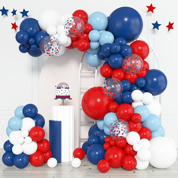 Amandir 153pcs Red White and Blue Balloons Arch Garland Kit, Different Sizes 18 by Amandir