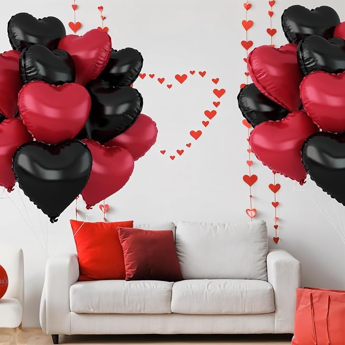 Black Red Heart Balloons - Image 5