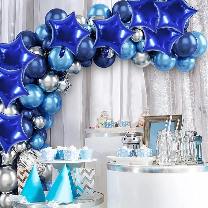TONIFUL 30 Pcs Star Shaped Balloons 18 Inch Large Navy Blue Foil Balloons | Big - Image 4