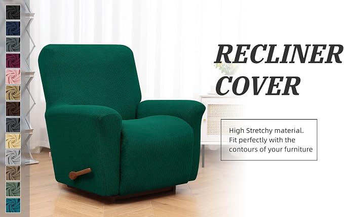 Recliner Chair Covers, 1-Piece Lazy Boy Recliner Covers, Dark Green | Washable - Image 7