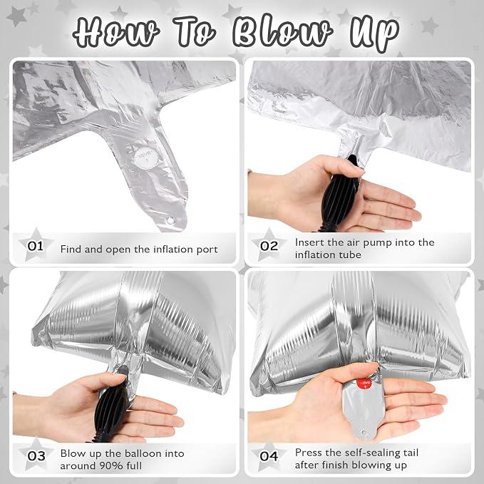 50 Pcs Star Balloons, 10 Inch Star Foil Balloons, Stars Shaped Balloon Mylar - Image 6