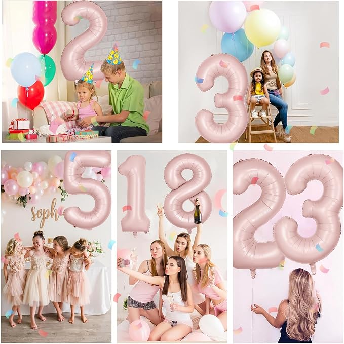 40 inch Pink Number Balloon Light Pink 6 Balloon Matte Pink Number 6 Balloon - Image 3