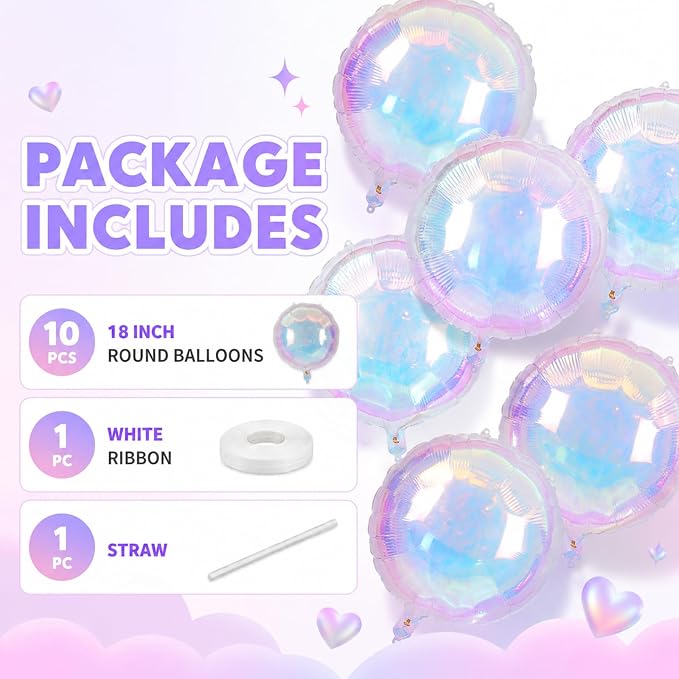Iridescent Round Balloons, Anniversary, Baby Shower, Wedding and Disco Party - Image 2