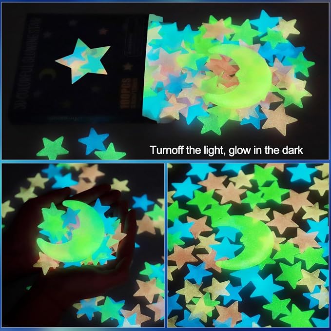 200pcs Glow in The Dark Luminous Stars Fluorescent Noctilucent Plastic Wall - Image 3