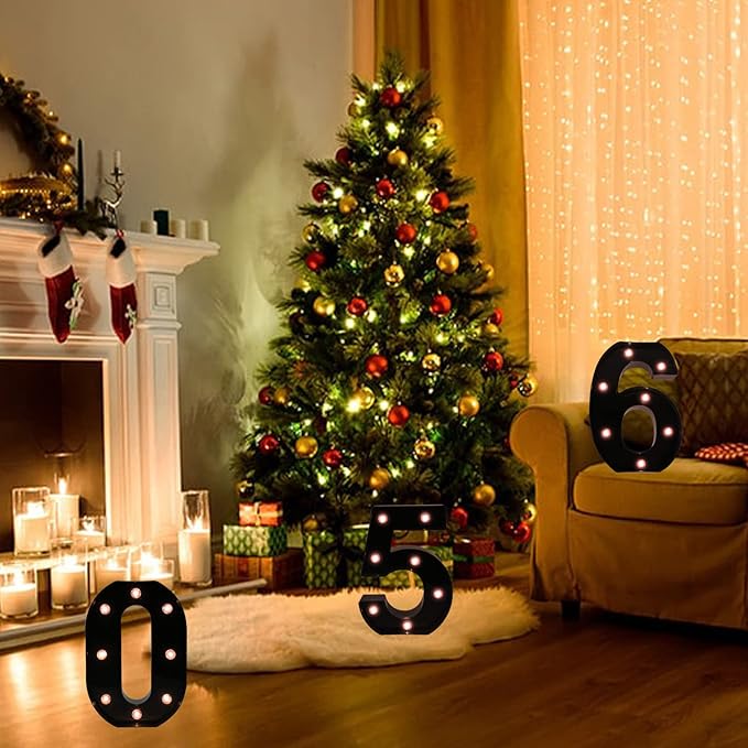 OYCBUZO Light Up Black Alphabet Marquee Number Sign LED Marquee Number Lights Sign for Night Light Home Bar Christmas Lamp Birthday Party Wedding Decoration 3