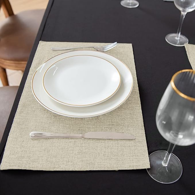 Cloth Placemats Set of 8, Linen Type Fabric Placemats Machine Washable Heat - Image 4