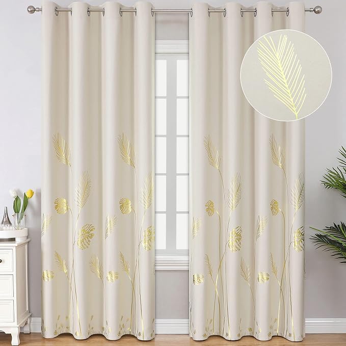 Cream Beige Room Darkening Curtains Window Curtains 102 Inches Long, Thermal by ESTELARTEXTILER