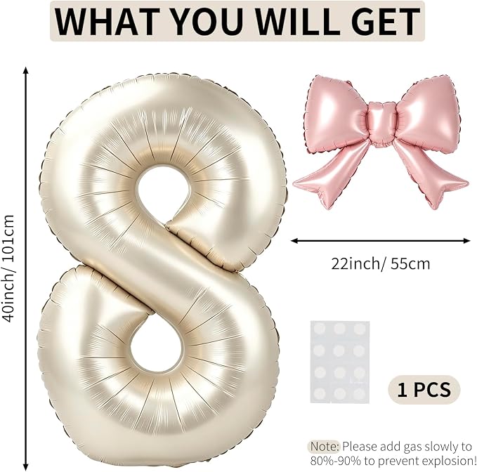40 Inch Cream Number 8 Balloon - Image 2