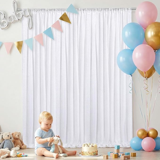 White Sequin Backdrop Curtains-1 Panel 5FTx8FT White Backdrop - Image 5