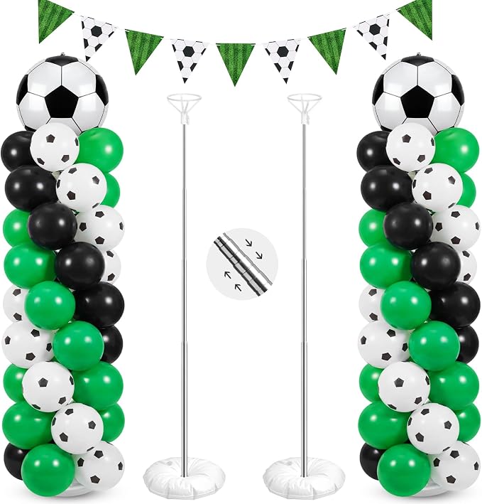 Yalikop 2 Sets Soccer Party Balloon Column Stand Kit by Yalikop
