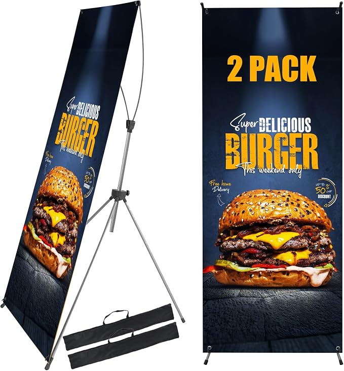 YOSE X Frame Banner Stand Fits Any Banner Adjustable Size 23"X63" to 32"X78" by Unknown