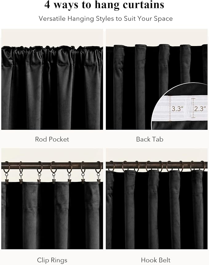 Extra Long Black Velvet Curtains - Image 2