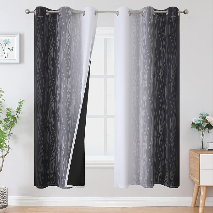 Full Room Darkening Blackout Curtains 72 Inch Length 2 Panels Set, Ombre by ESTELARTEXTILER