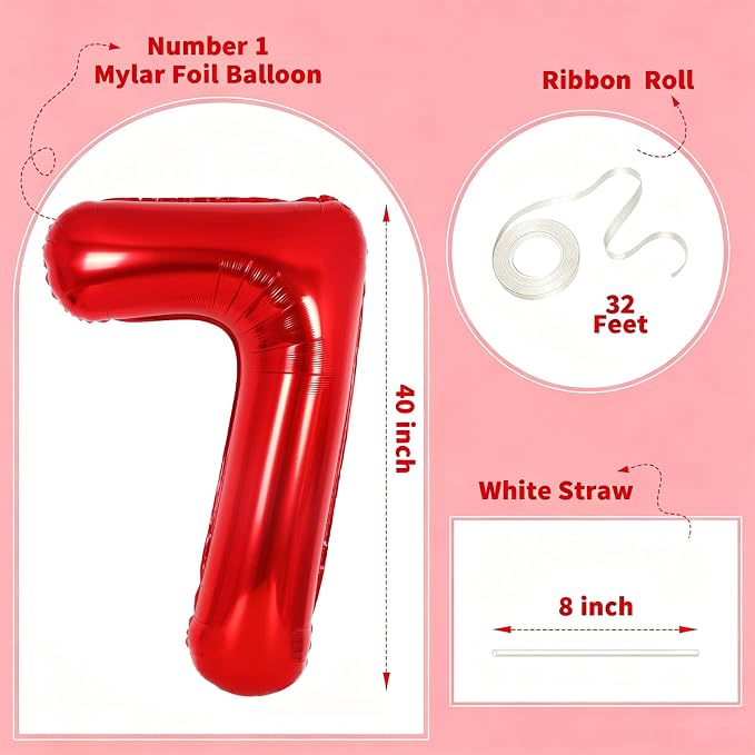 Number Balloons Red Party Balloon - Image 2
