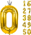 Gold Number 0 Balloon with Crown, 40 inch Gold Number Balloon 0th Birthday by Yeodong
