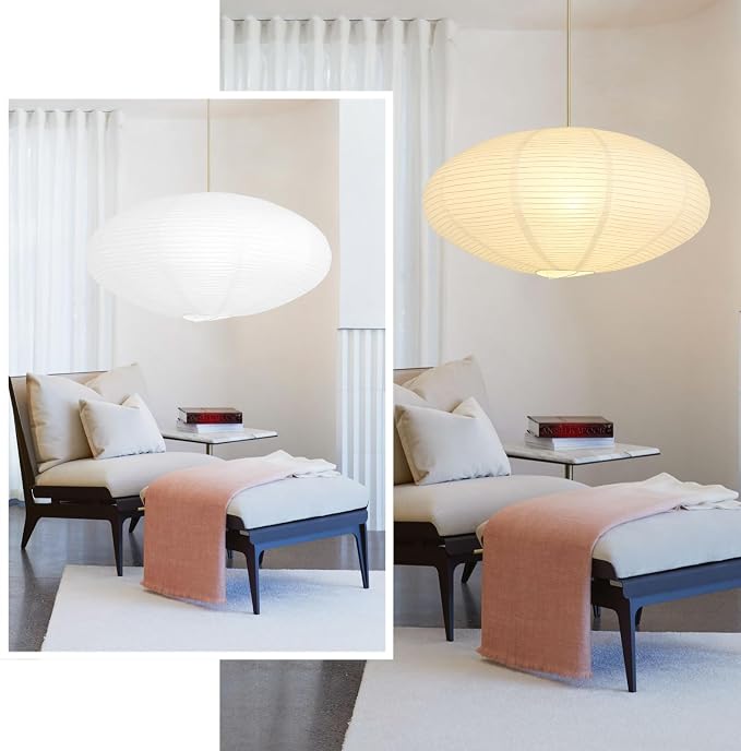 2 Pack White Oval Paper Lantern Lampshades, 20 x 10 Inch Hanging Paper Lanterns - Image 4
