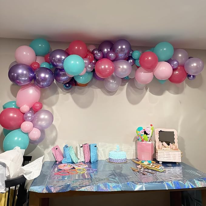 Jobkoo Pink Purple Blue Balloons 60 PCS Metallic Purple Teal Hot Pink Party - Image 2
