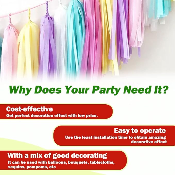 Light Pink Tissue Paper Tassels Garland Banner - Image 3