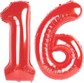 Red Jumbo Number 16 Balloon 40 Inch, Boy Girl 16 Birthday Supplies, Foil Helium by Upgesy