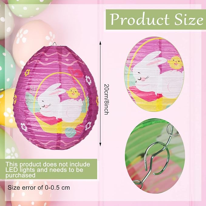 12 Pcs Easter Party Hanging Paper Lanterns Easter Eggs Bunny Chick Basket - Image 2
