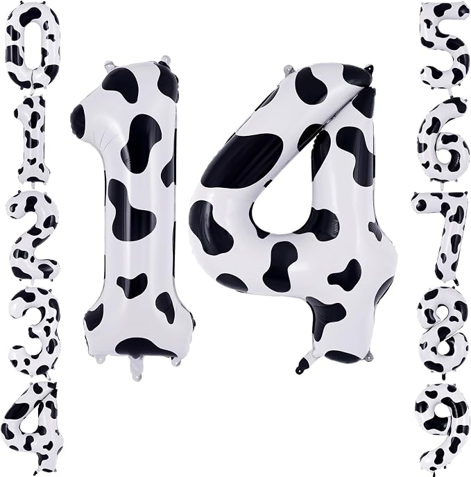 40 Inch Cow Print Number 14 Balloon by TNCDJKPA