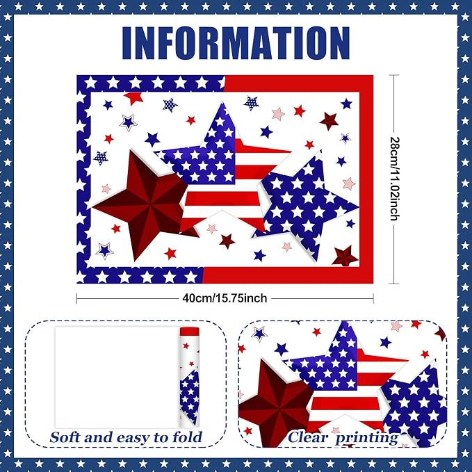 50 Pack Disposable Paper Placemats Patriotic Table Mats - Image 2