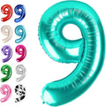 Teal Blue Number 9 Balloon 40 inch, Balloon numbers party supplies, deco photo by Upgesy