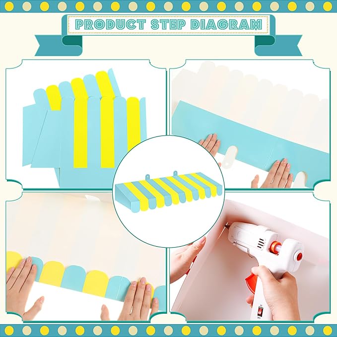 Boao 4 Pack Circus Awning Decoration 3D Stripe Cardboard Awning Carnival Wall - Image 3