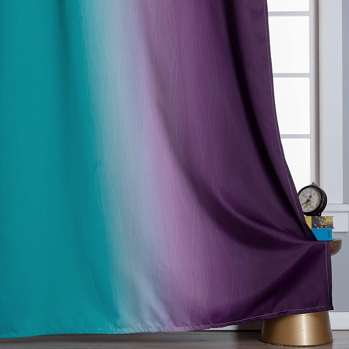 Ombre Purple Blackout Curtains 96 Inches Long, Teal Curtains - Image 6