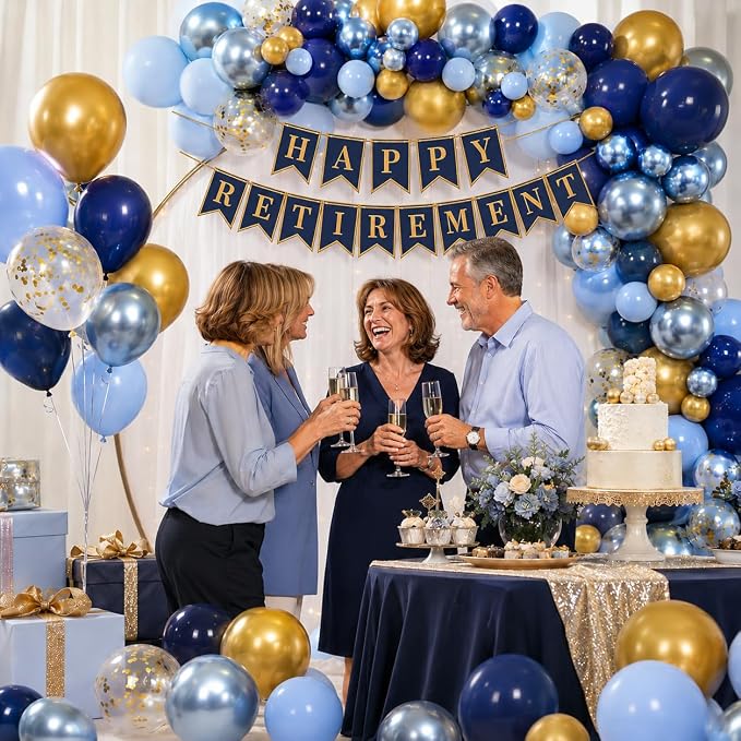 Blue Gold Balloons Garland Arch Kit, Macaron Blue Gold Confetti Balloon - Image 8