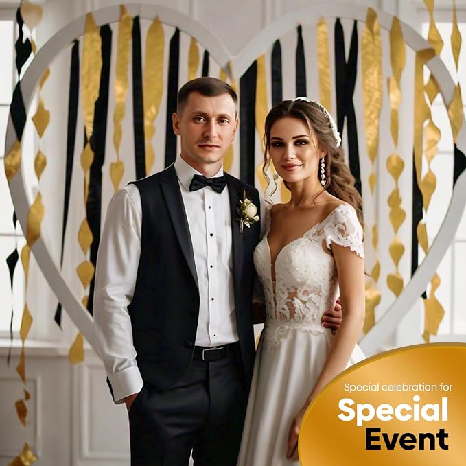 4 Gold Black Crepe Paper Streamers, 328ft Pack of Party Decorations | Each roll - Image 7
