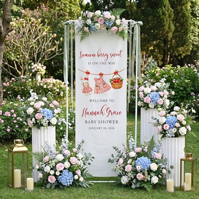 Personalized Baby Shower Banner, Custom Welcome Sign Fabric - Image 2