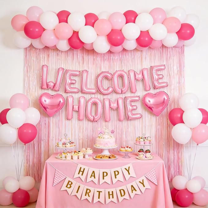 Welcome Home Balloons Pink, 16Inch Welcome Home Foil Balloons Banner - Image 4