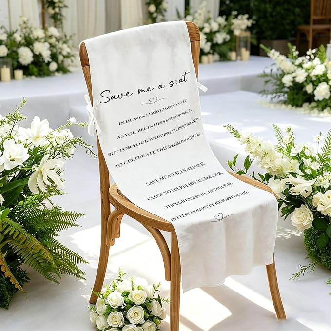 Reserved Seating Signs Wedding Heaven Chair Sign, In Loving Memory Linen - Image 2