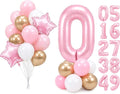 PartyWoo Number Balloons 40 Inch Pink Number 0 Kit 25pcs by PartyWoo