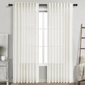 Beige White Linen Curtains 84 Inch Length by Nanspring