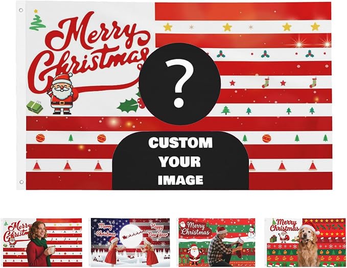 Custom Christmas Flag 3x5 Ft Outdoor, Personalize Print Your Own Text/Photo/Logo by Nxwdwqa