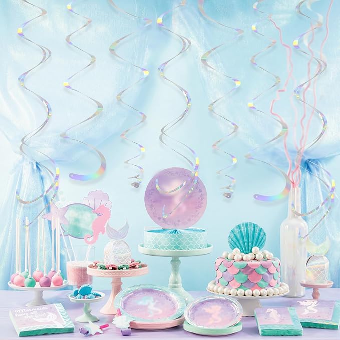 24 PCS Iridescent Hanging Swirl, Shinny Holographic Ceiling Decorations - Image 3