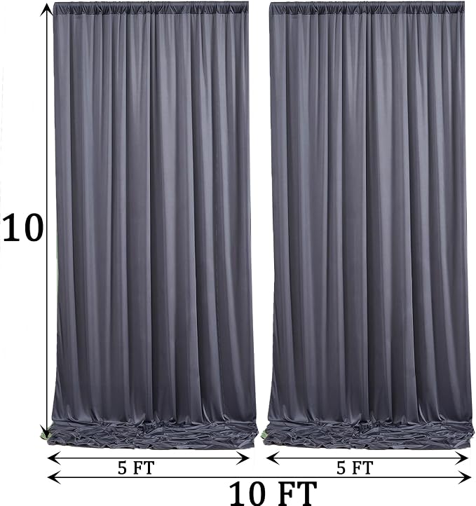 10ft x 10ft Wrinkle Free Charcoal Backdrop Curtains - Image 6